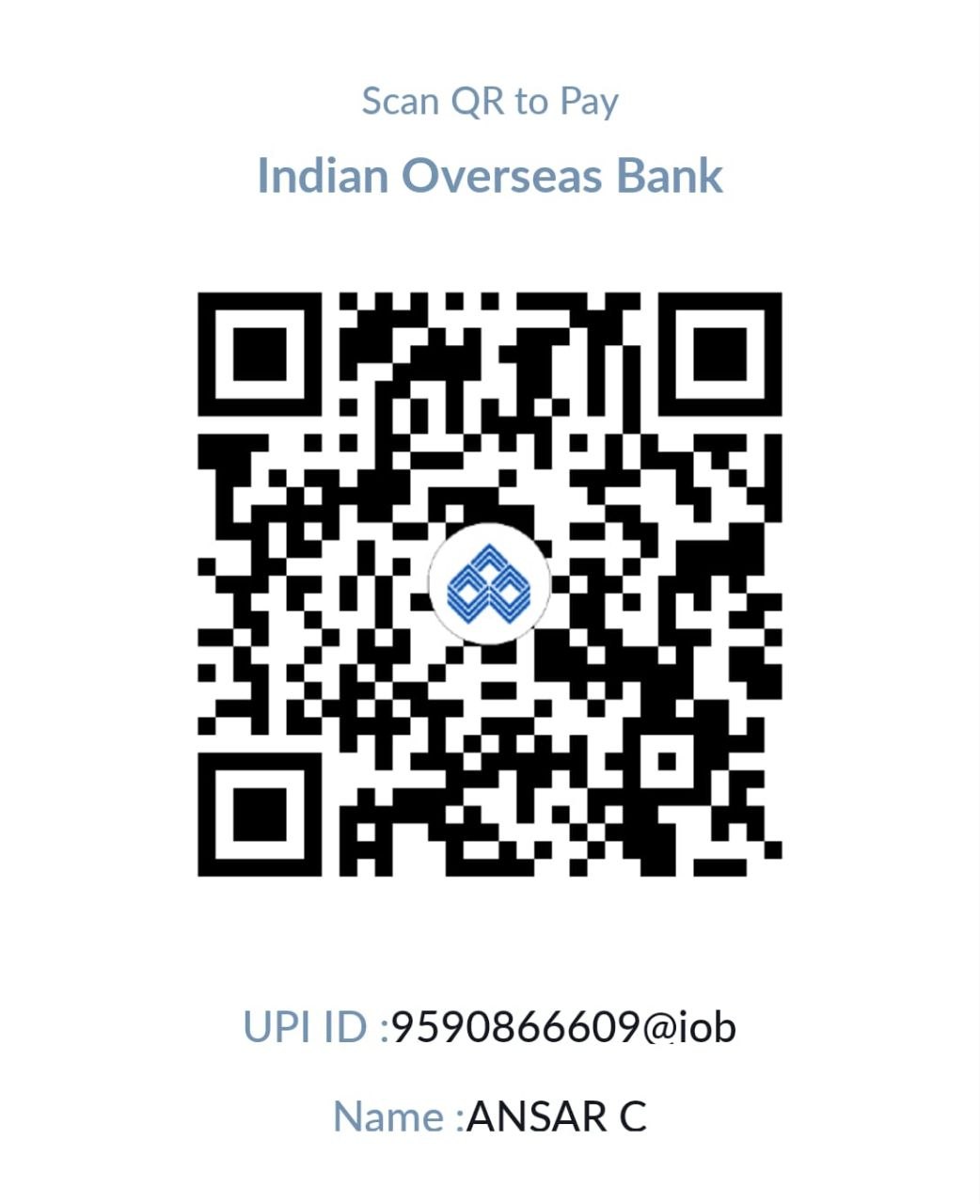 UPI QR code for Sadaqah — ANSAR C, Indian Overseas Bank